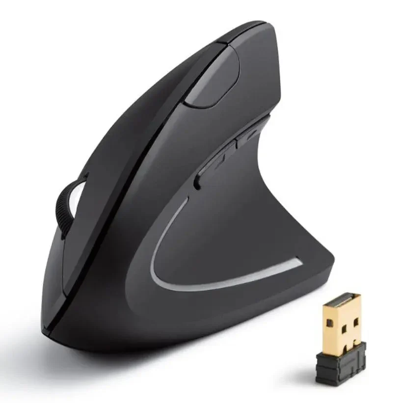 Black Anker A7852 vertical mouse and its small USB receiver