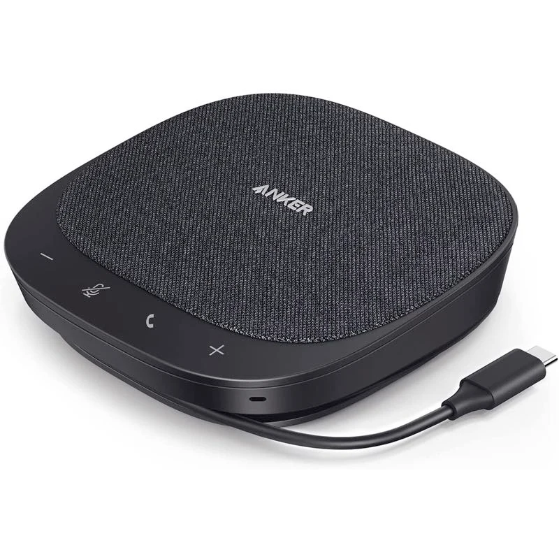 Anker PowerConf S330 with its attached USB-C cable