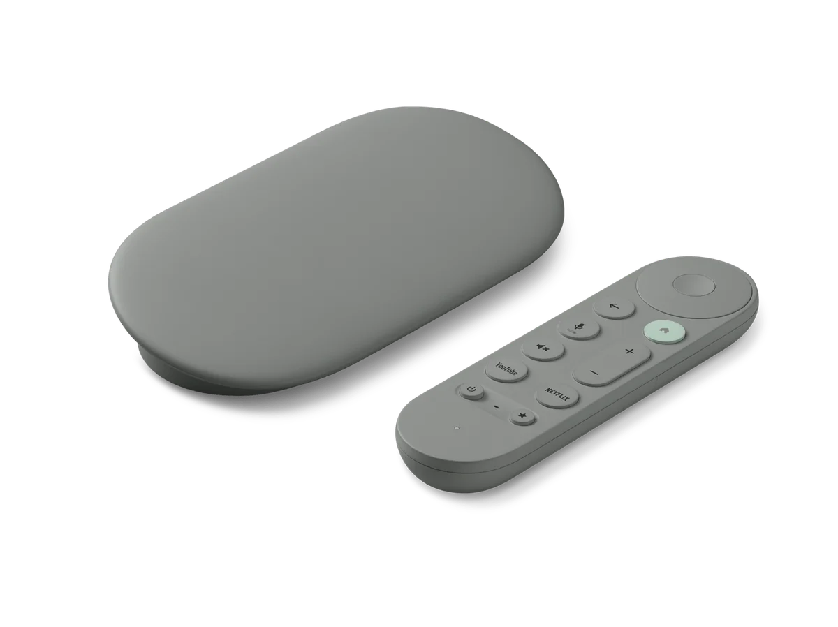 Google TV Streamer 4K and voice remote in Hazel