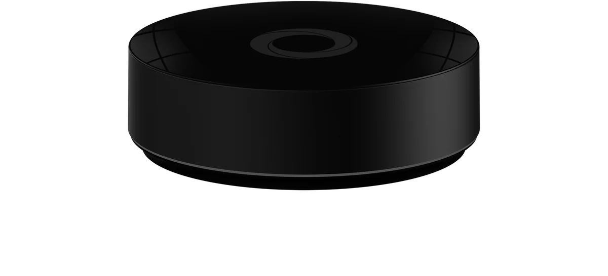 Homey Pro round black hub with illuminated ring