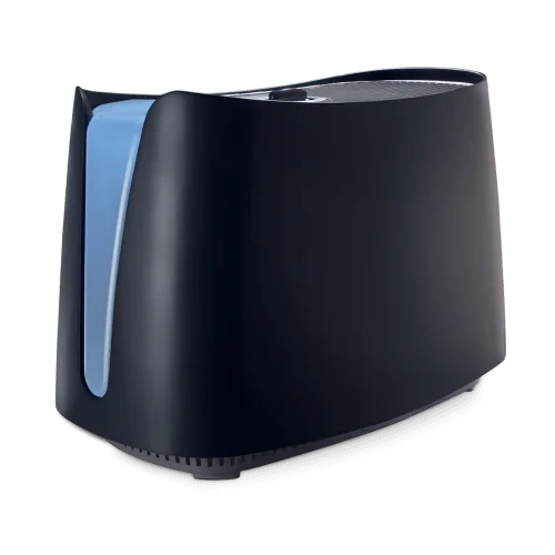 Black Honeywell HCM350B evaporative humidifier with translucent tank and rotary fan control