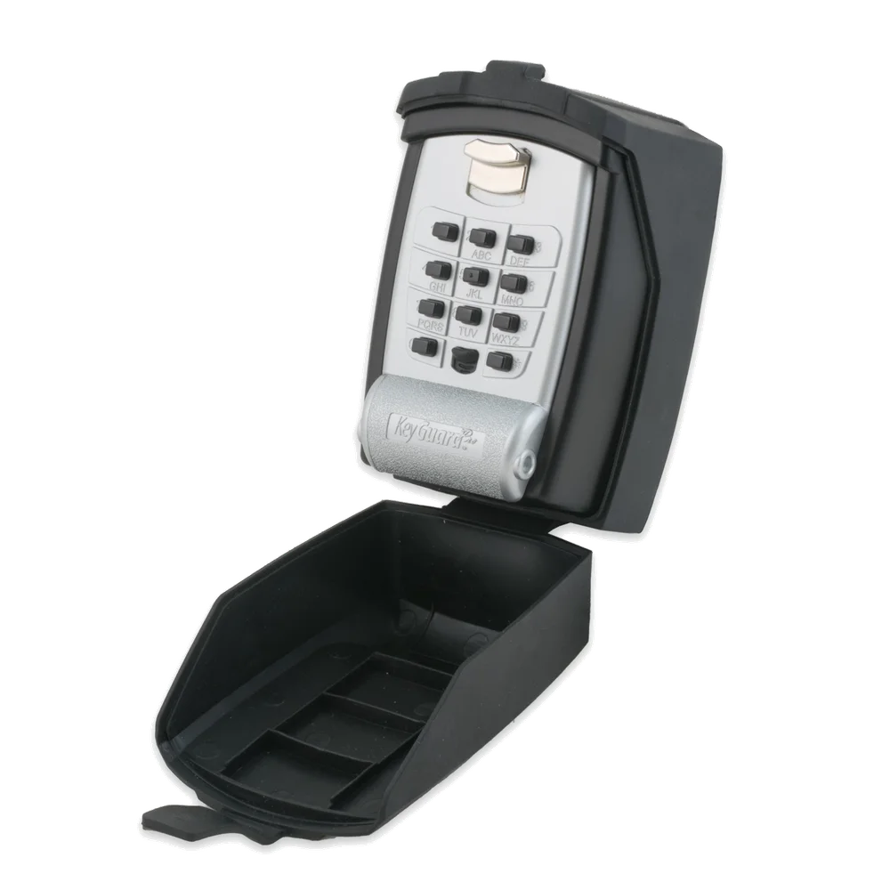 Manufacturer image of the KeyGuard Pro SL-590-CVR wall-mounted key box with its protective cover open