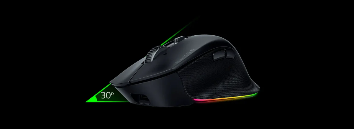 Razer Pro Click V2 side profile showing its extended thumb support
