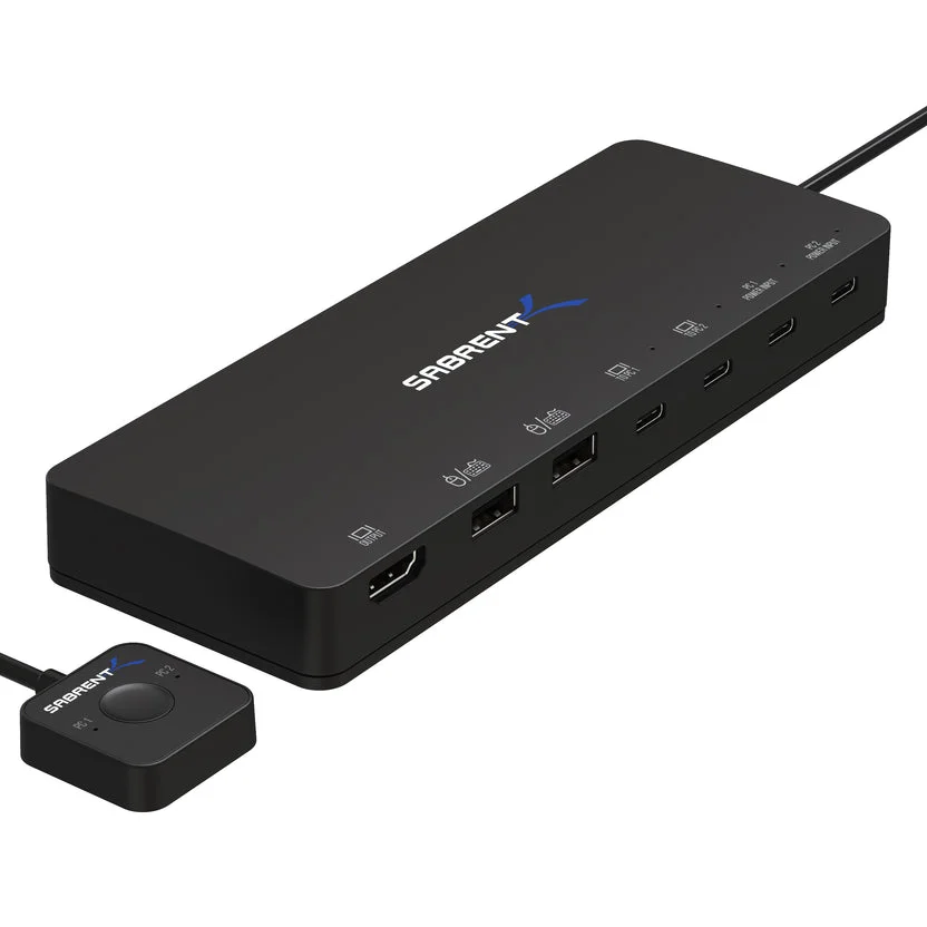 Sabrent USB-KCPD with HDMI output, USB ports, and attached switching button