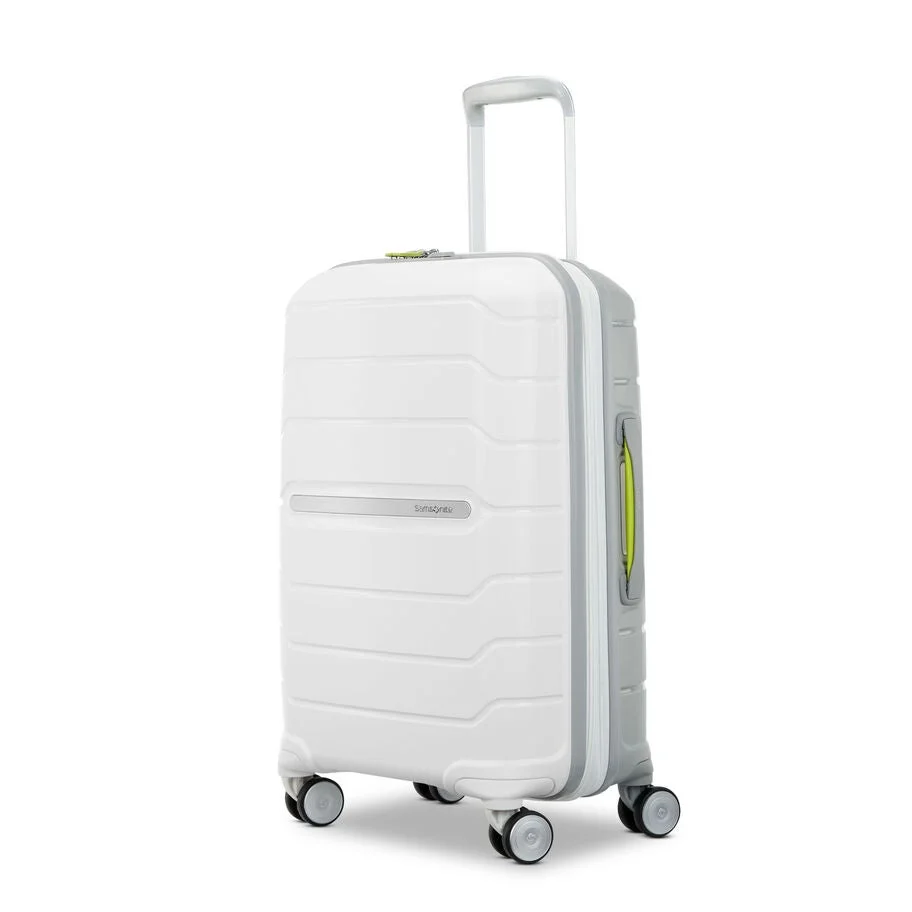 White and gray Samsonite Freeform carry-on spinner