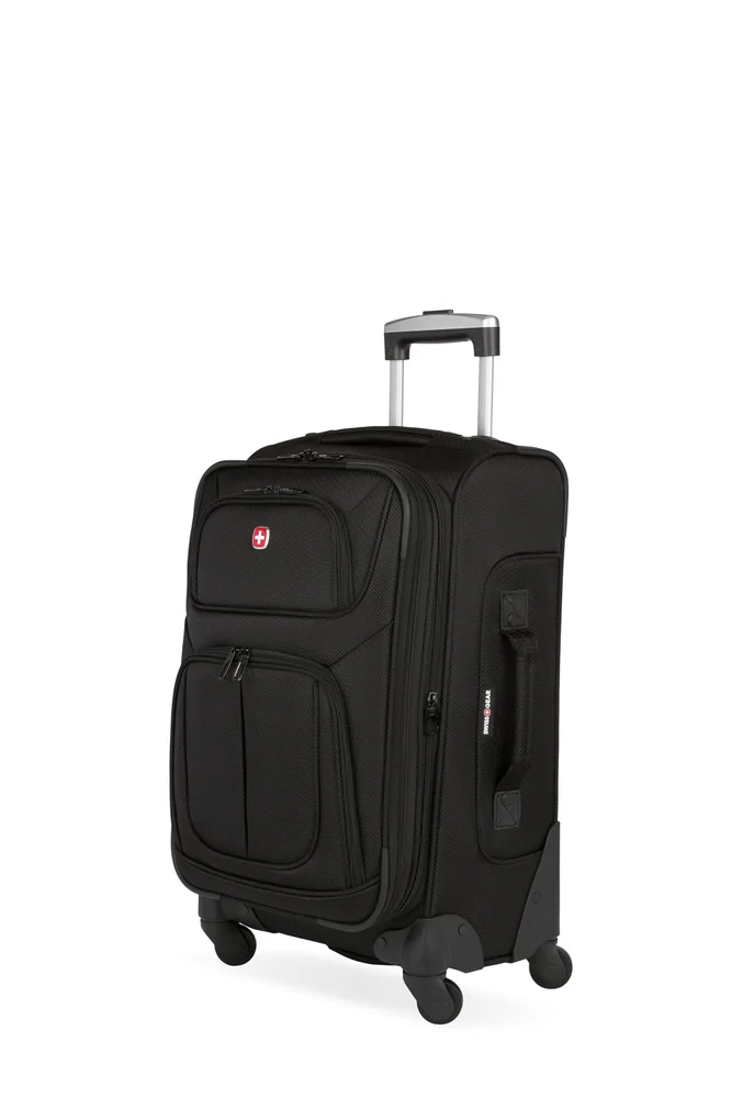 Black SwissGear Sion soft-sided carry-on spinner