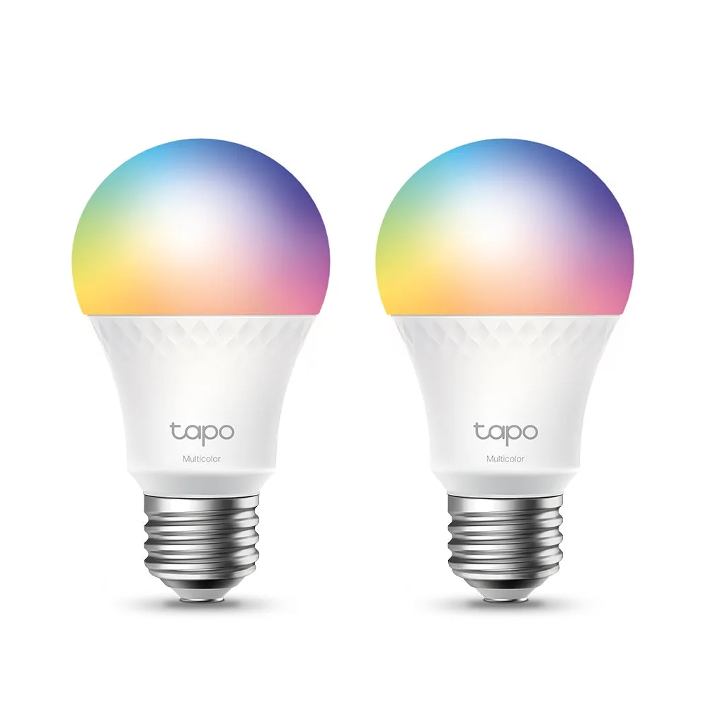 Two TP-Link Tapo L535E color-changing A19 smart bulbs