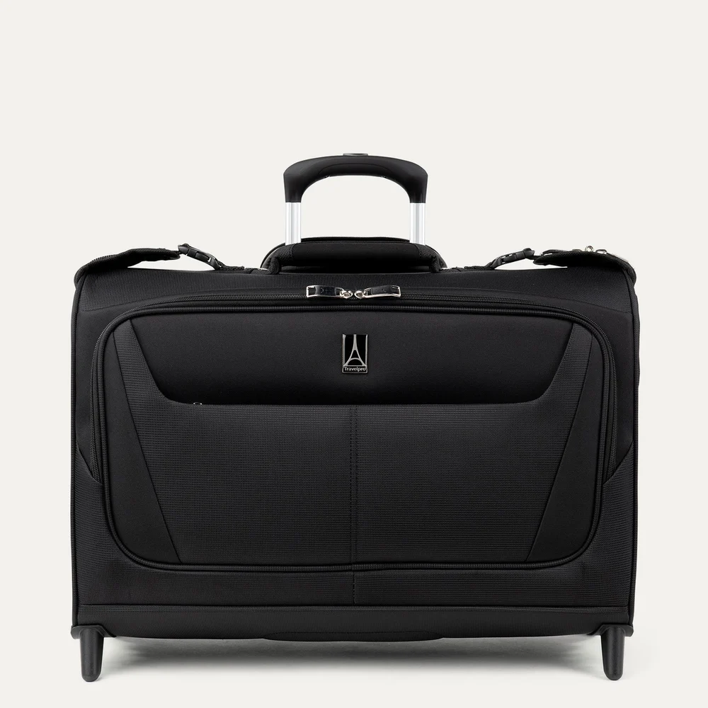 Black Travelpro Maxlite 5 rolling garment bag with extended trolley handle