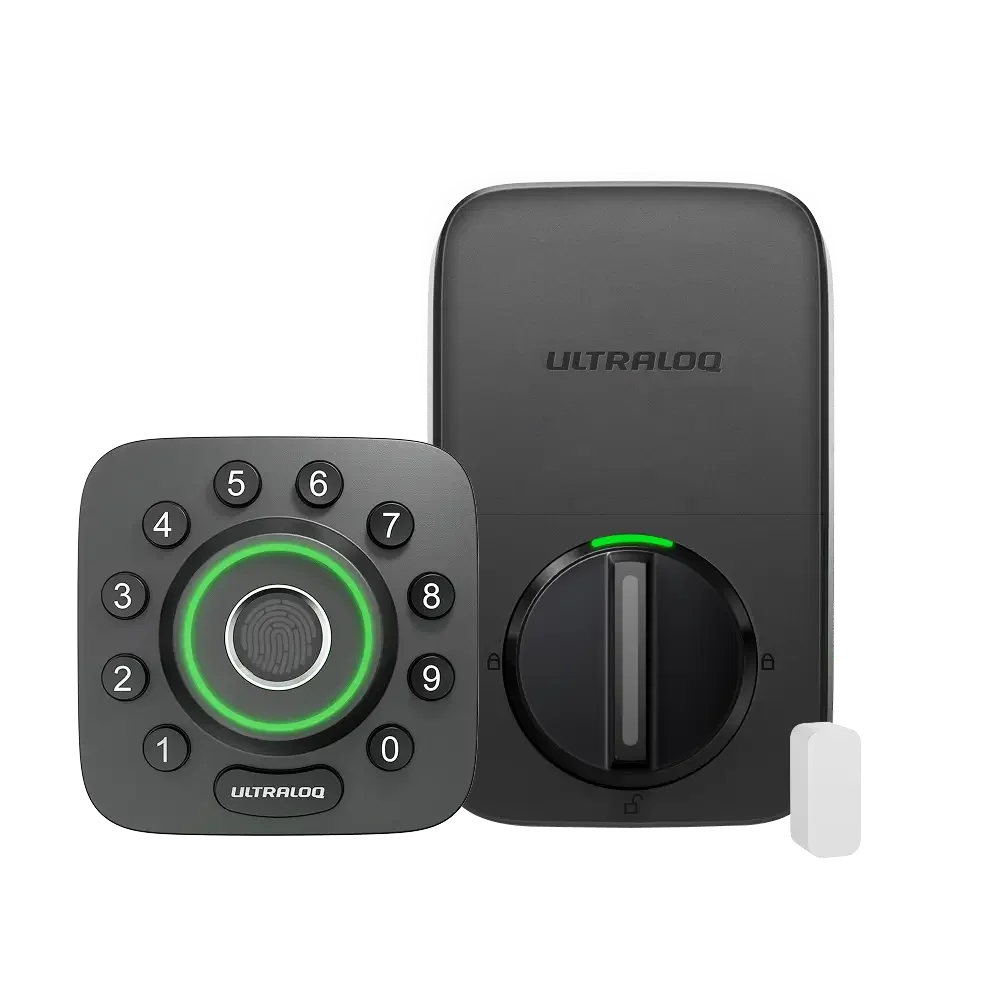 ULTRALOQ U-Bolt Pro WiFi lock with physical buttons, fingerprint reader and door sensor