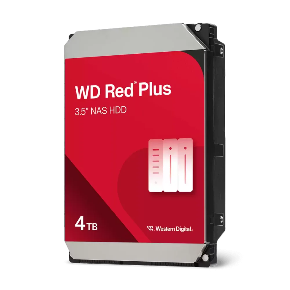 Western Digital Red Plus 4TB NAS hard drive, one storage component of the reference server
