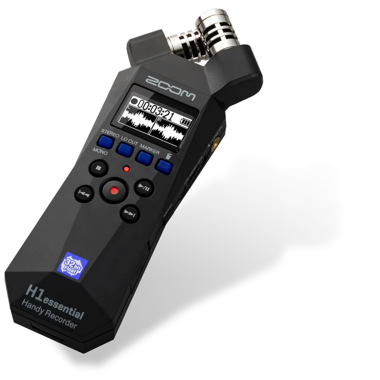 Zoom H1essential handheld recorder with crossed stereo microphones